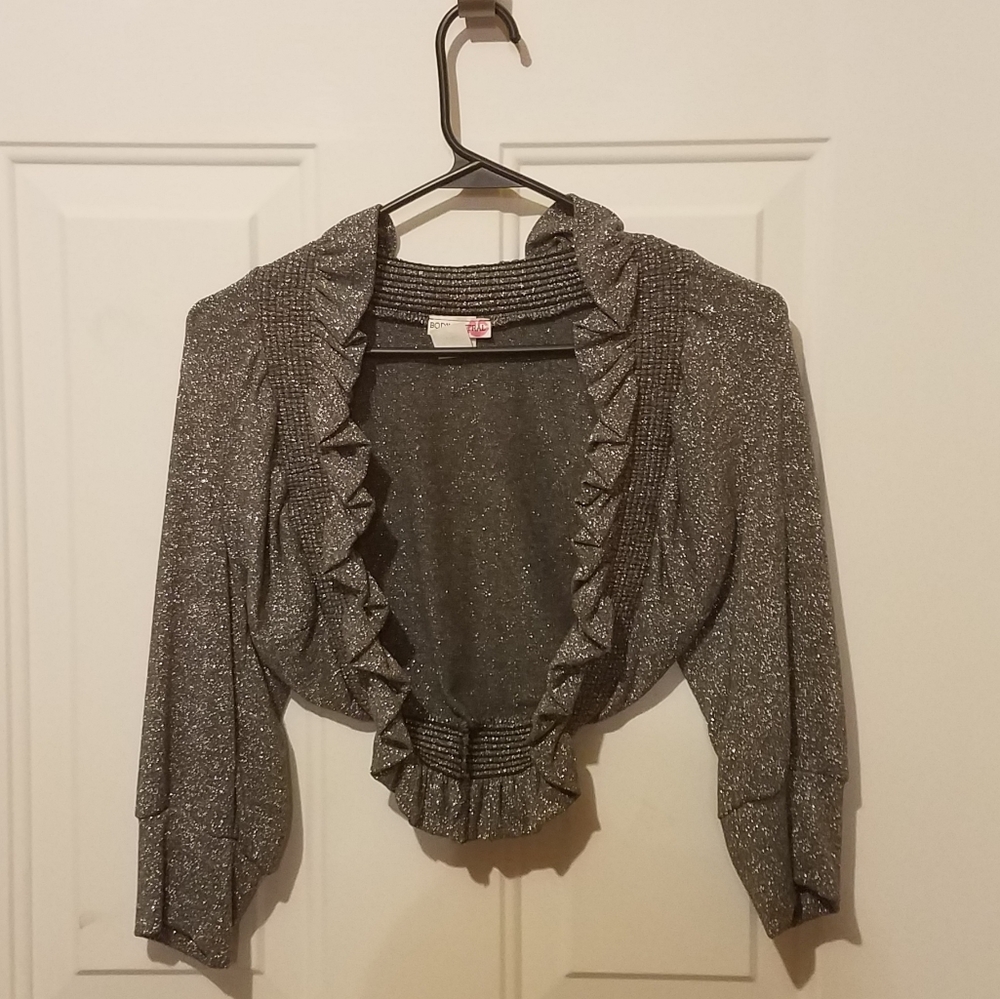 Body Central large gray sparkly cover up sweater